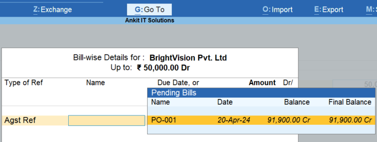 Bill By Bill Entry in TallyPrime – A Simple Guide - Ankit IT Solutions ...